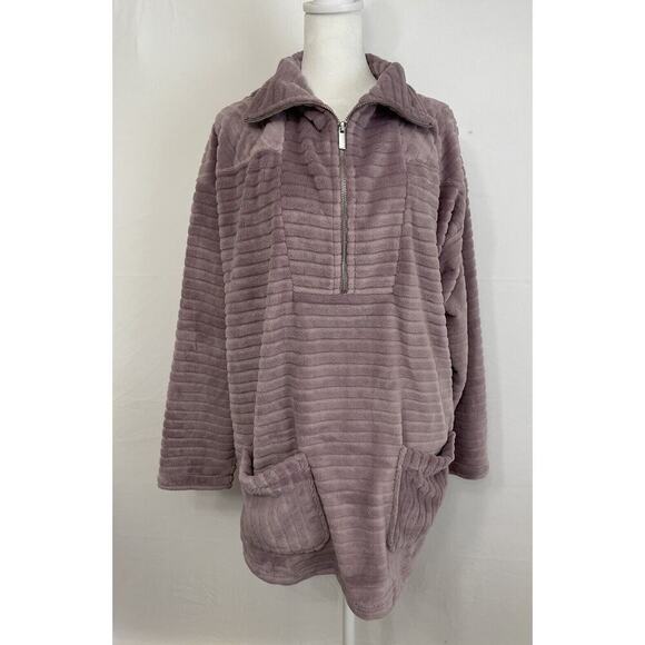 Soft Surroundings Large Pullover 1/4 Zip Soft Fluffy Long Sleeve Lilac Pullover - Picture 1 of 13